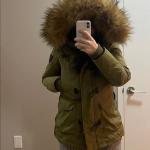 ZARA Army Green Down Parka Size XS